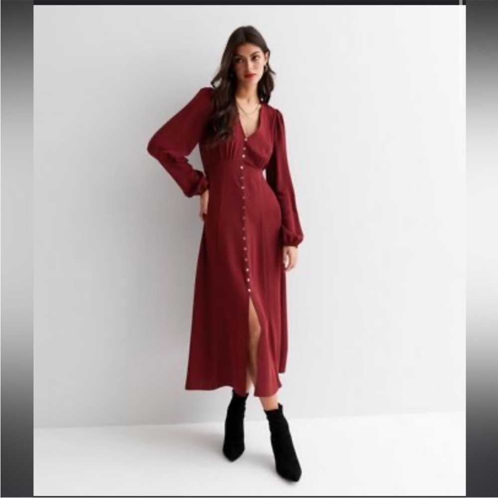Reformation Deep Red Button-Front Maxi Dress - Picture 2 of 14